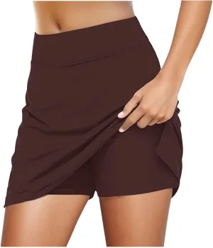 Tennis Mini Skirt for Womens Side Slit Elastic High Waisted Athletic Skorts Lightweight Built in Shorts Skirts for Fitness