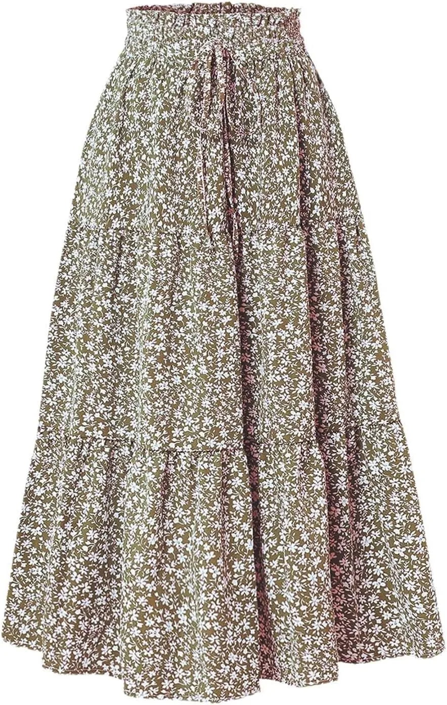 Tennis Skirt for Women Summer Vacation Bohemian Print High Elastic Waist Trendy A-Line Pleated Skirts Streetwear