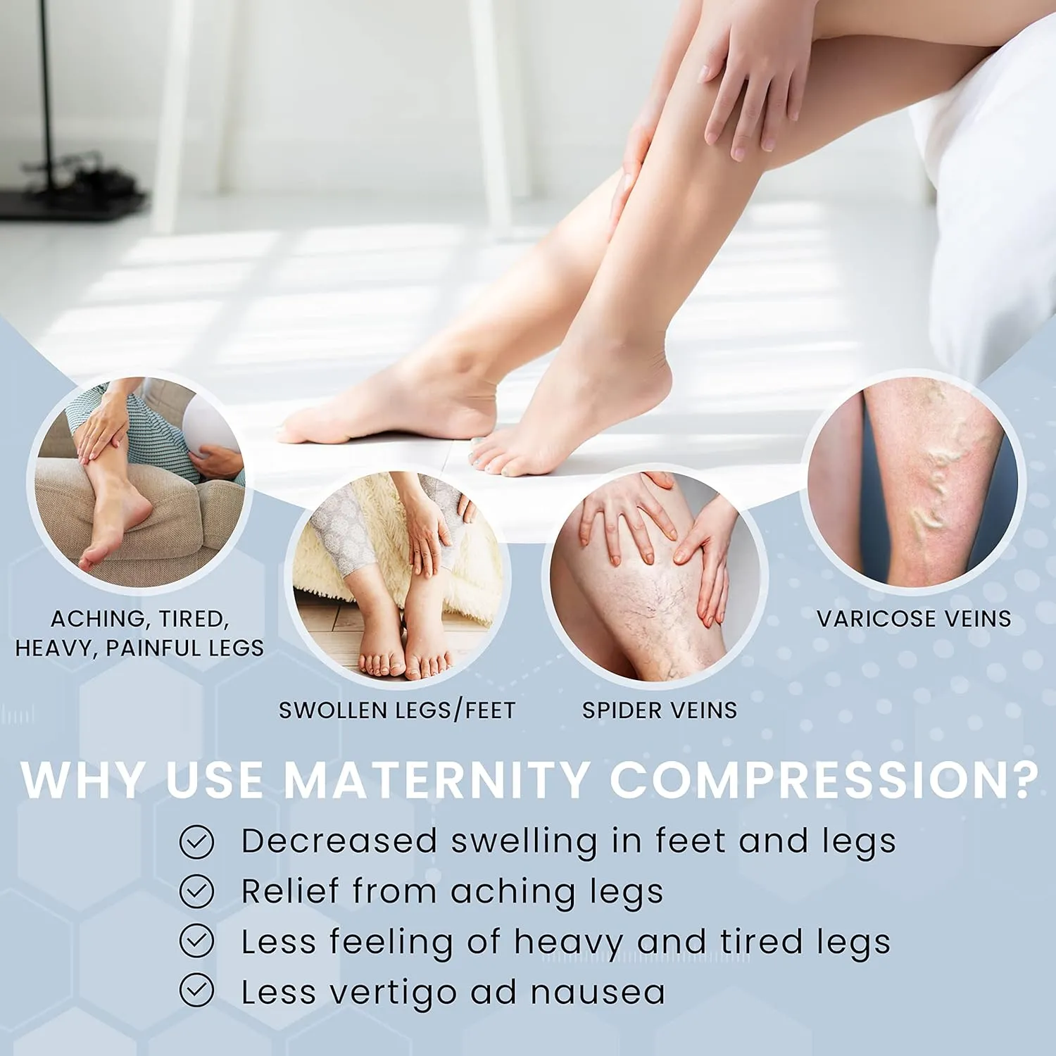 Terramed Just Think Comfort Maternity Leggings Pregnancy Medical Stockings Reduce Swelling Leg Cramps (8-12 mmHg)