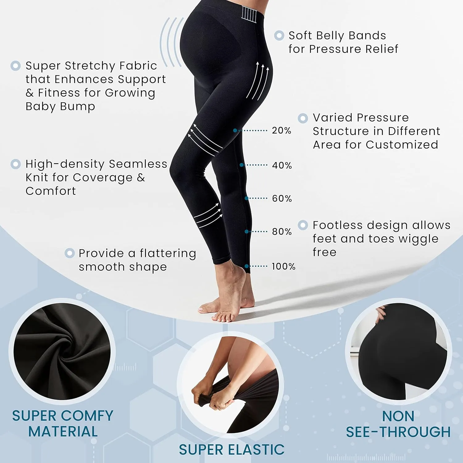 Terramed Just Think Comfort Maternity Leggings Pregnancy Medical Stockings Reduce Swelling Leg Cramps (8-12 mmHg)