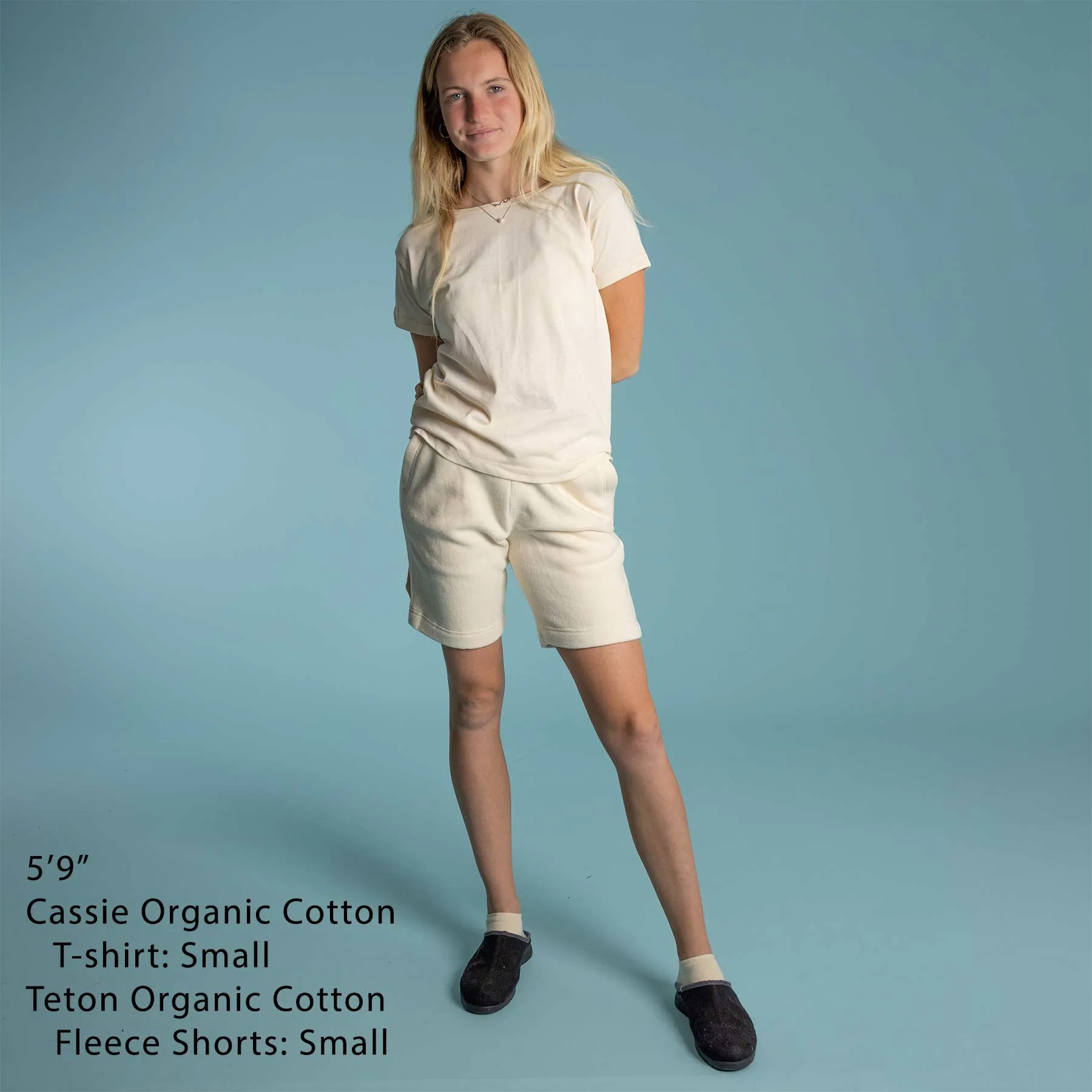 TETON 100% Organic Cotton Fleece Sweat Shorts (Covered Organic Elastic, Plastic-free, Organic Cotton Thread Option, 100% Biodegradable)