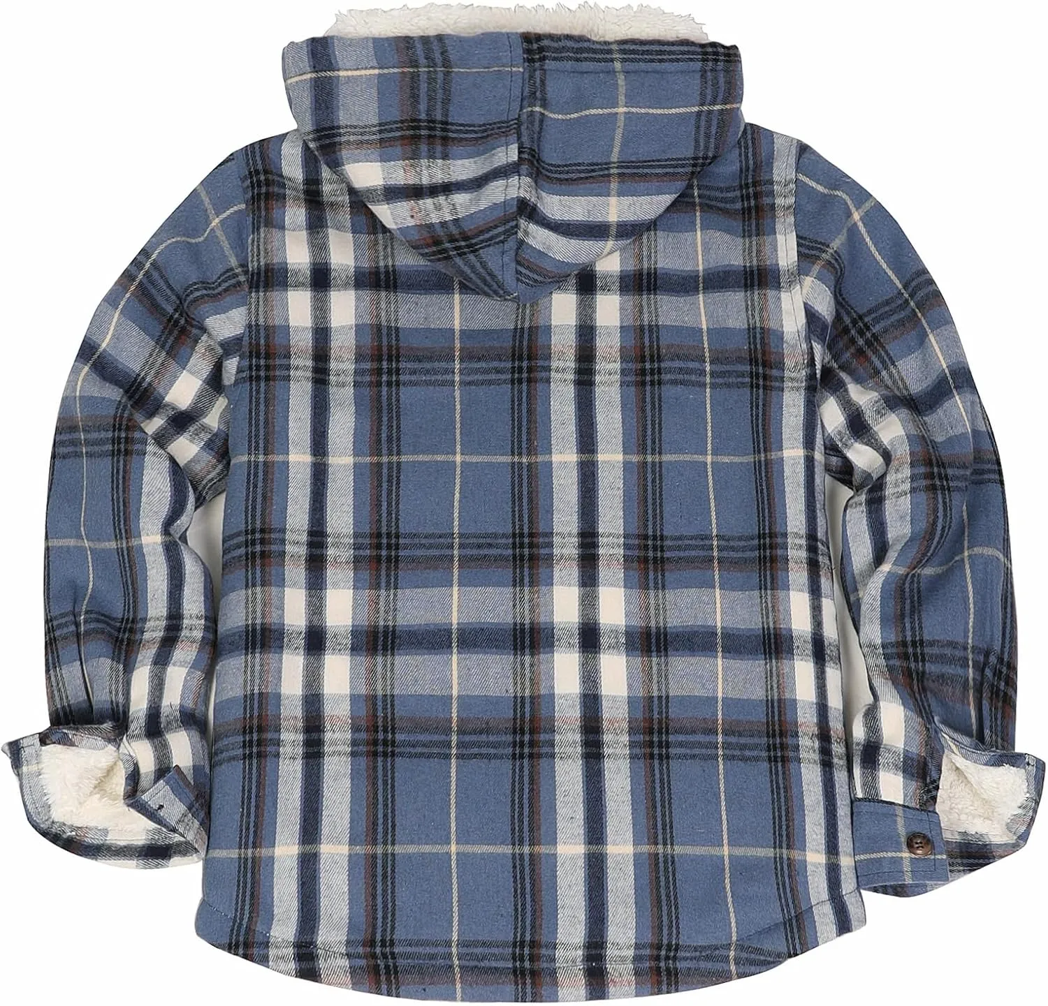 ThCreasa Boys Plaid Flannel Jackets Sherpa Lined Zip Up Long Sleeve Warm Flannel Shirt with Hood