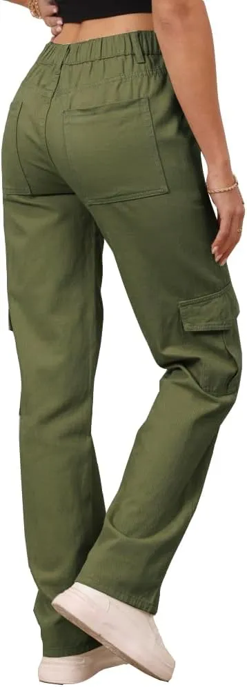THWEI Cargo Pants for Women High Waisted Casual Pants Y2K Streetwear with 6 Pockets