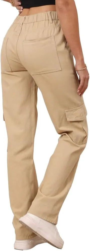 THWEI Cargo Pants for Women High Waisted Casual Pants Y2K Streetwear with 6 Pockets