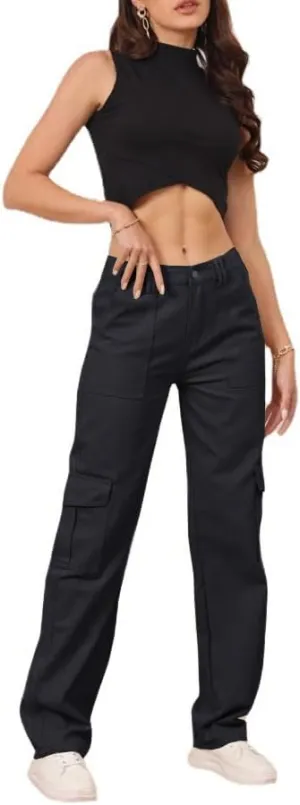 THWEI Cargo Pants for Women High Waisted Casual Pants Y2K Streetwear with 6 Pockets