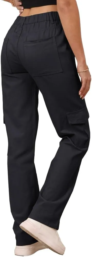 THWEI Cargo Pants for Women High Waisted Casual Pants Y2K Streetwear with 6 Pockets