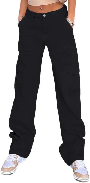 THWEI Cargo Pants for Women High Waisted Y2K Streetwear Casual Trousers