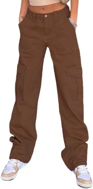 THWEI Cargo Pants for Women High Waisted Y2K Streetwear Casual Trousers