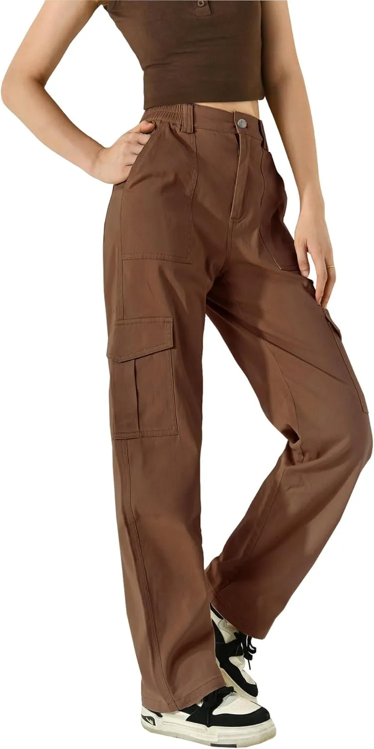 THWEI Cargo Pants for Women High Waisted Y2K Streetwear Casual Trousers