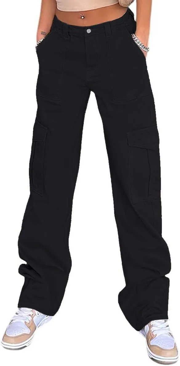 THWEI Cargo Pants for Women High Waisted Y2K Streetwear Casual Trousers