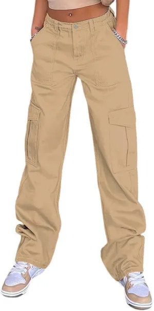 THWEI Cargo Pants for Women High Waisted Y2K Streetwear Casual Trousers