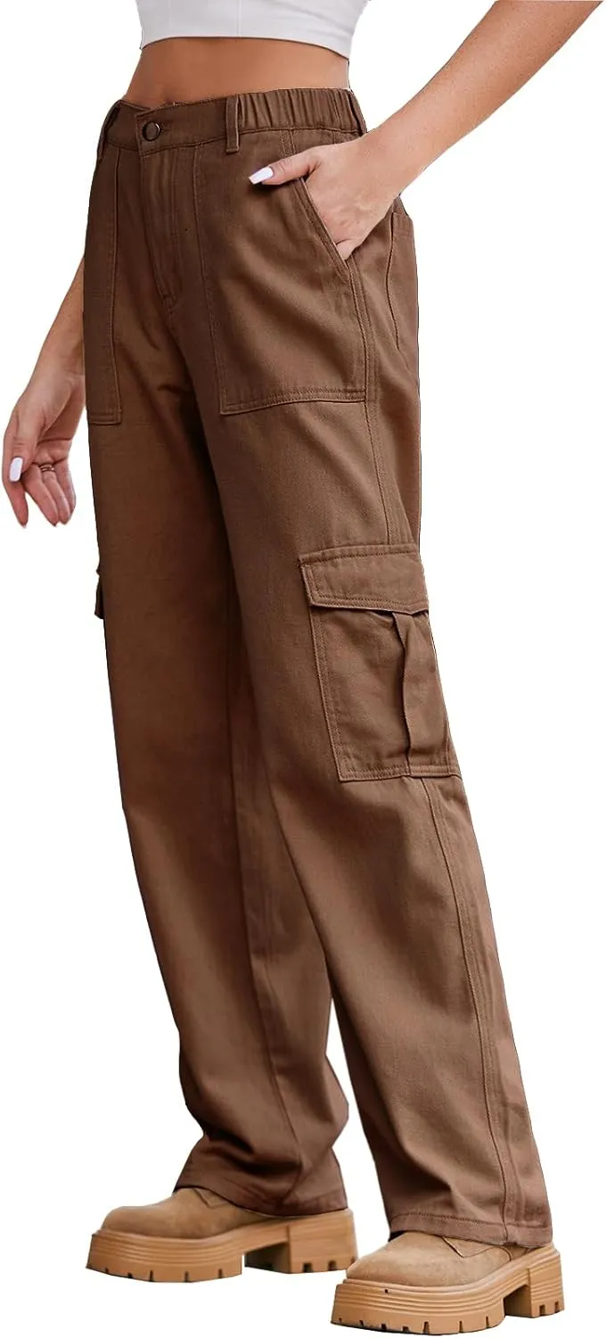 THWEI Cargo Pants for Women High Waisted Y2K Streetwear Casual Trousers