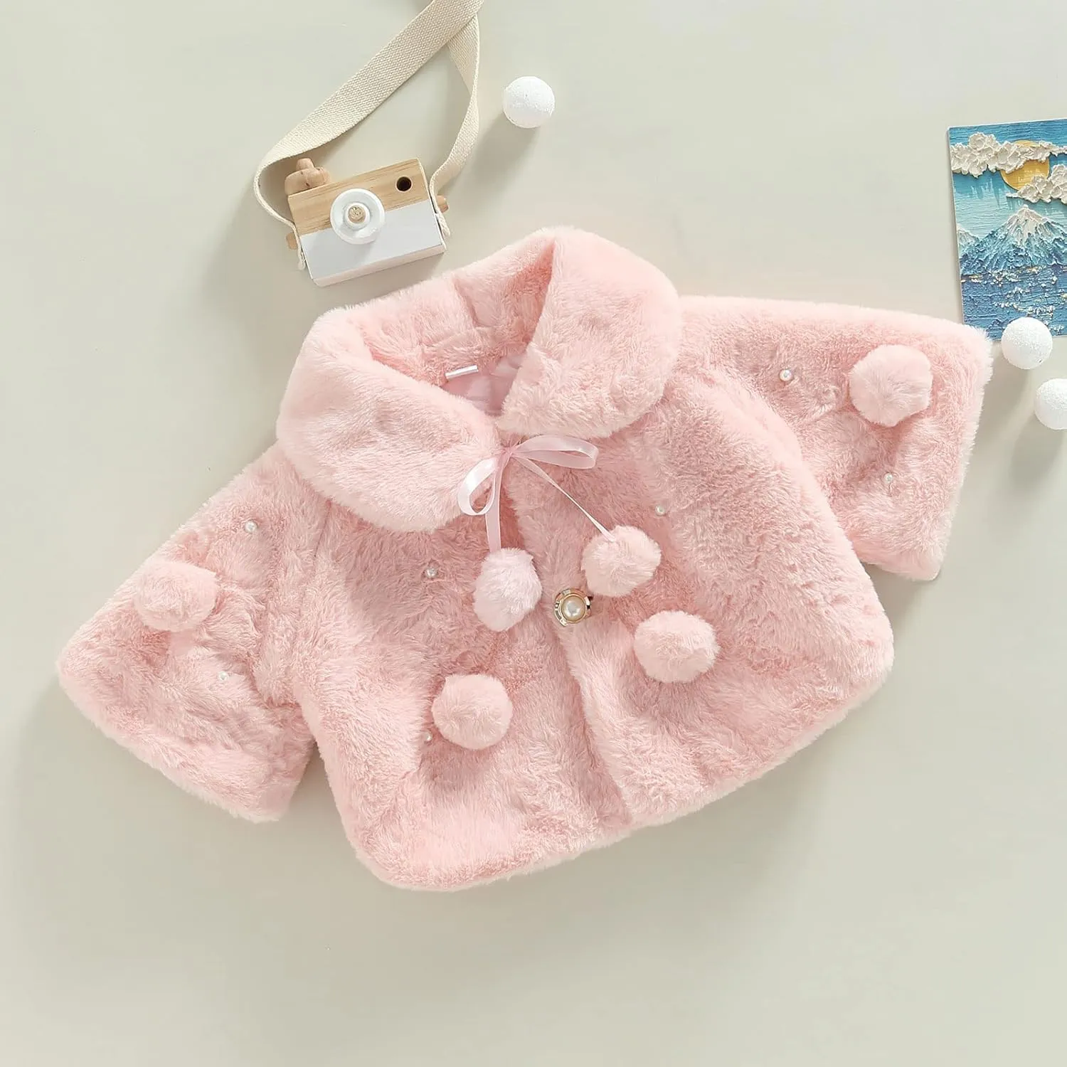 Toddler Baby Girl Winter Fur Coat Jacket Cloak Thicken Shawl Snowsuit Outerwear Clothes