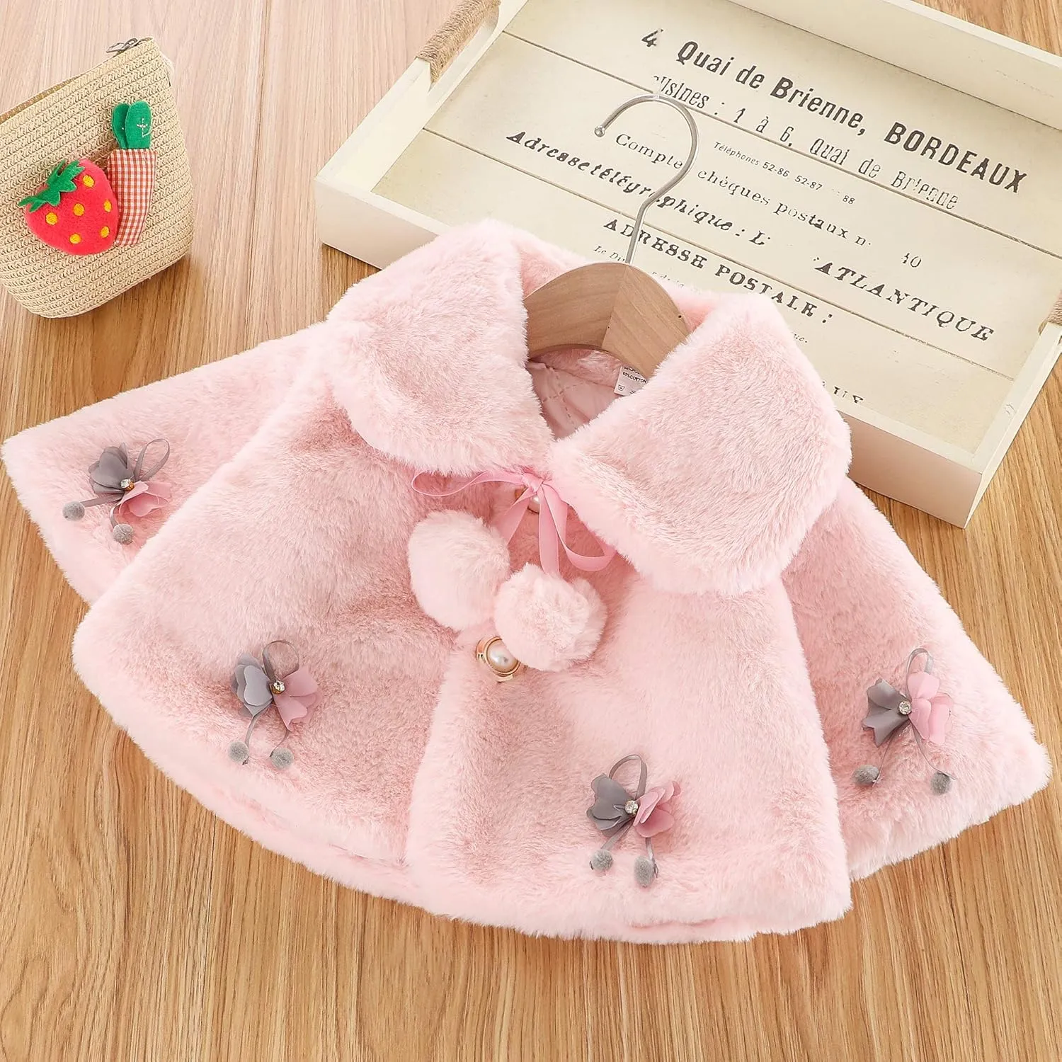 Toddler Baby Girl Winter Fur Coat Jacket Cloak Thicken Shawl Snowsuit Outerwear Clothes