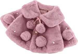 Toddler Baby Girl Winter Fur Coat Jacket Cloak Thicken Shawl Snowsuit Outerwear Clothes