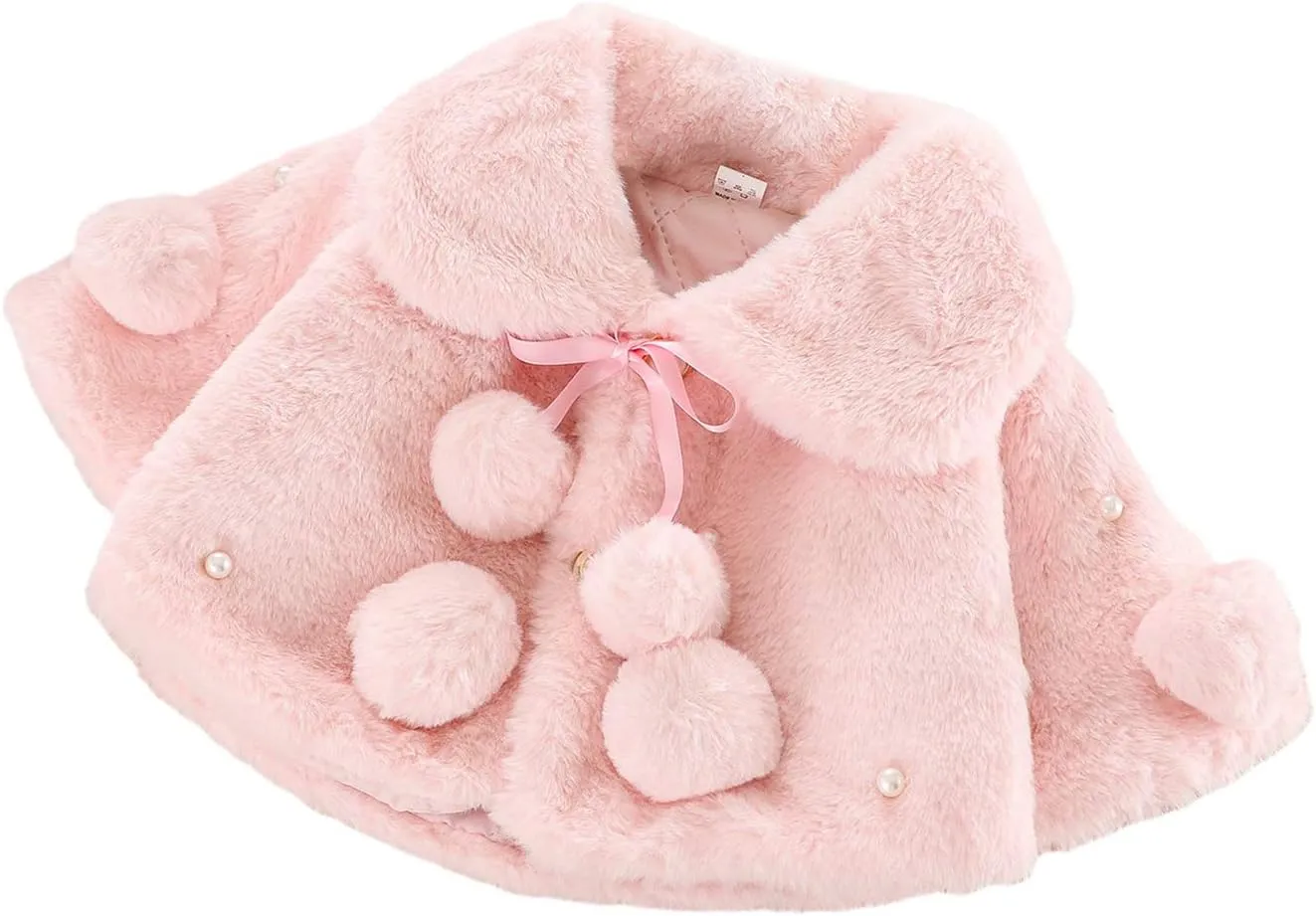 Toddler Baby Girl Winter Fur Coat Jacket Cloak Thicken Shawl Snowsuit Outerwear Clothes