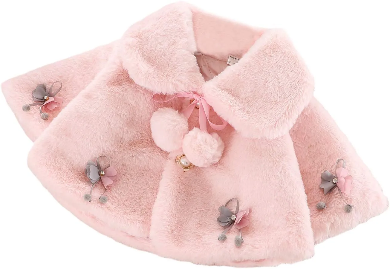 Toddler Baby Girl Winter Fur Coat Jacket Cloak Thicken Shawl Snowsuit Outerwear Clothes