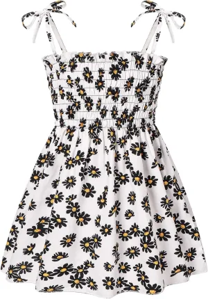 Toddler Baby Girls Summer Dress Ruffle Straps Princess Sundress Floral Printed Casual Beach Holiday Sleeveless Dress