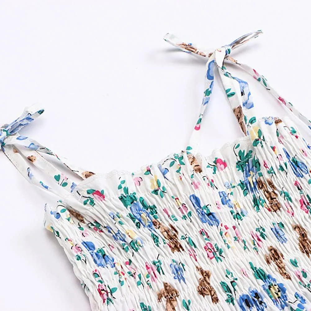 Toddler Baby Girls Summer Dress Ruffle Straps Princess Sundress Floral Printed Casual Beach Holiday Sleeveless Dress