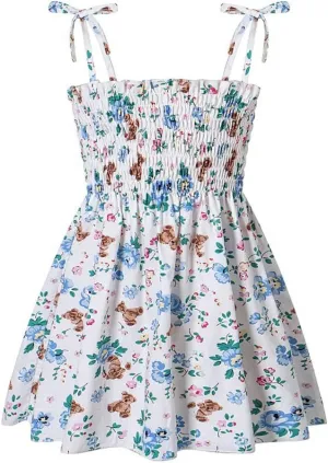 Toddler Baby Girls Summer Dress Ruffle Straps Princess Sundress Floral Printed Casual Beach Holiday Sleeveless Dress