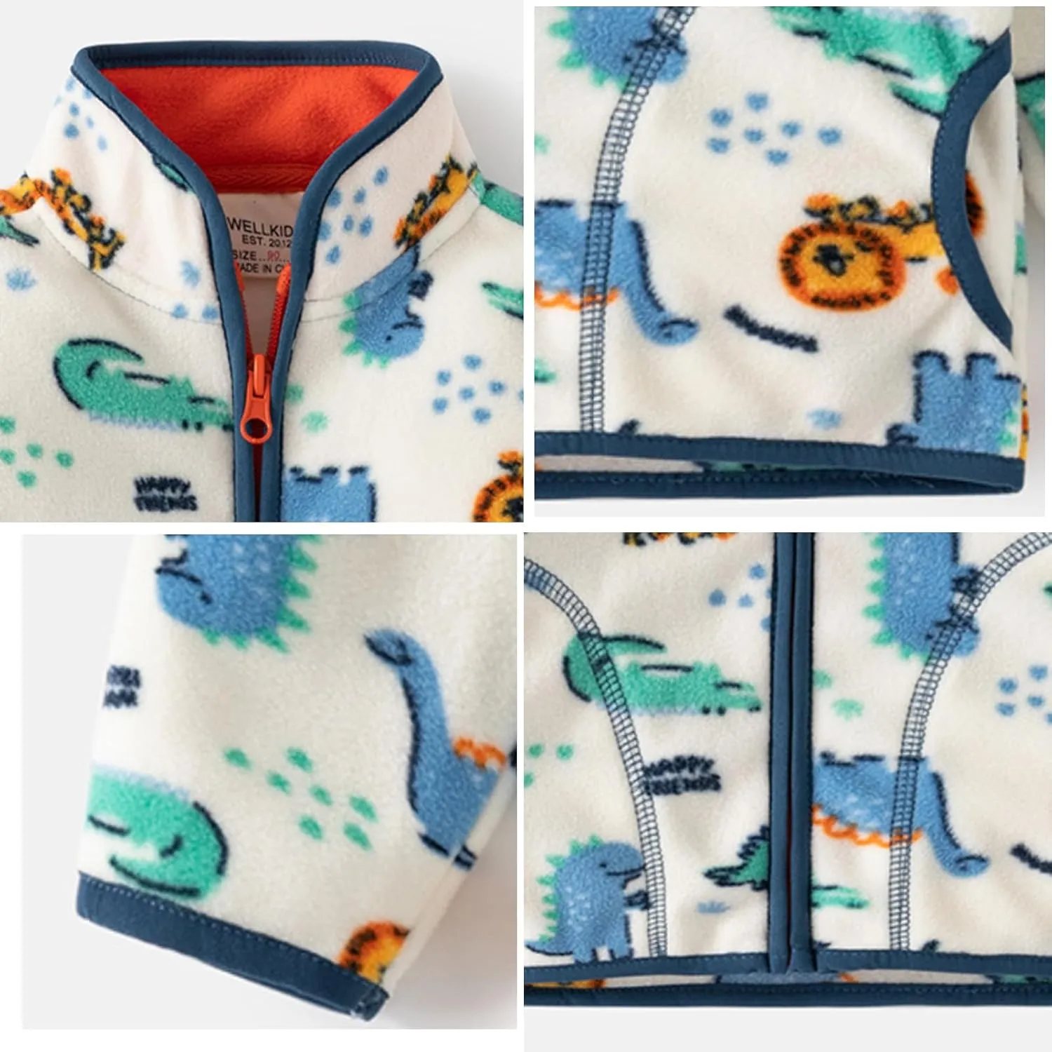 Toddler Boys Fleece Jacket Spring Fall Lightweight Coat Printed Full Zipper Outerwear