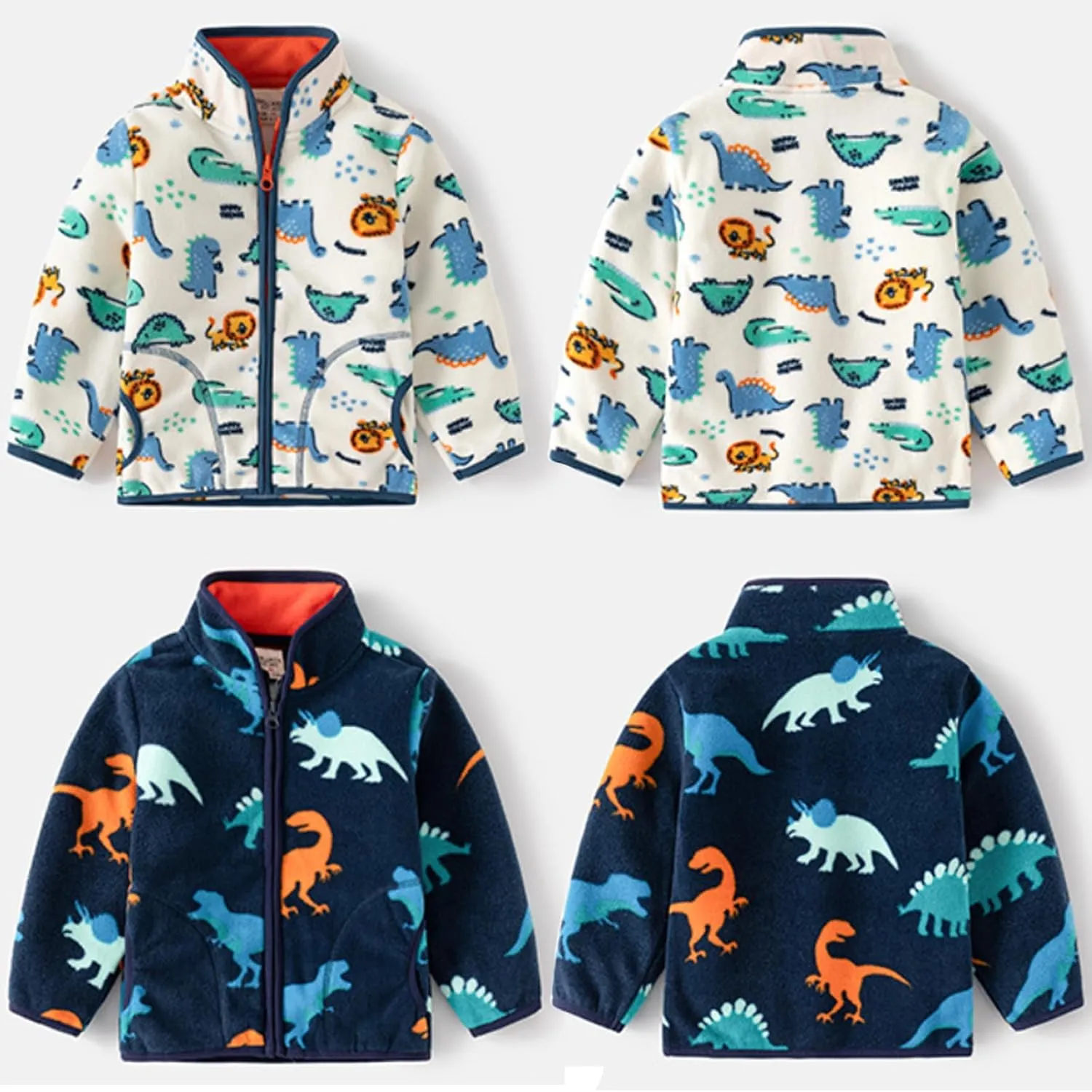 Toddler Boys Fleece Jacket Spring Fall Lightweight Coat Printed Full Zipper Outerwear