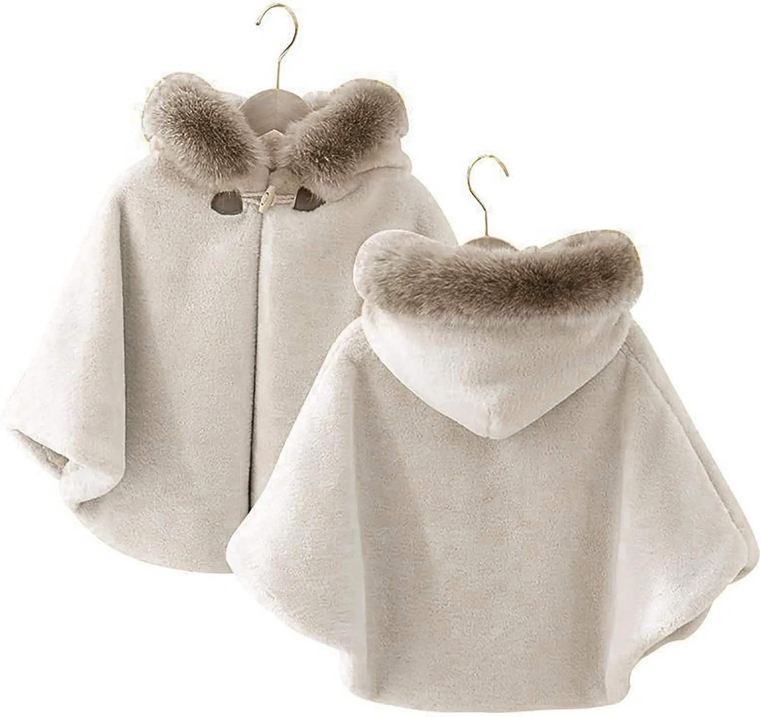 Toddler Girls Fleece Poncho Car Seat Coat Warm Infant Kids Furry Winter Hooded Cape Cloak Jacket Outerwear