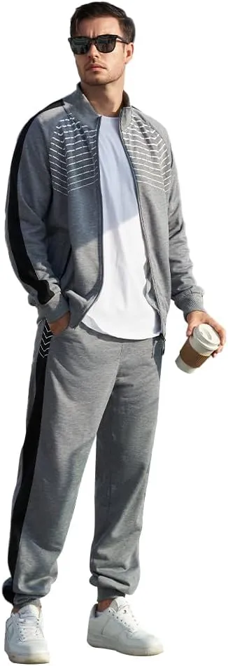TOLOER Men's Activewear Full Zip Warm Tracksuit Sports Set Casual Sweat Suit