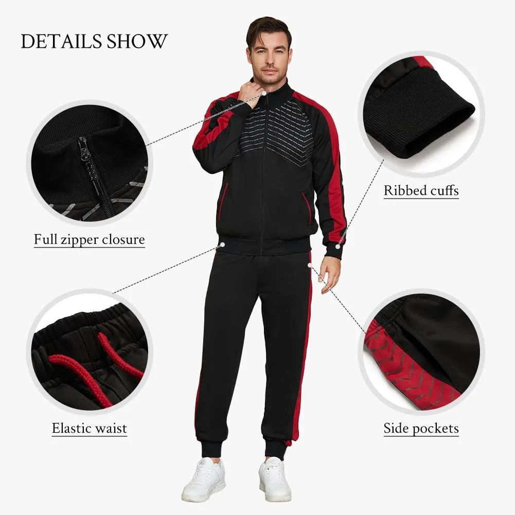 TOLOER Men's Activewear Full Zip Warm Tracksuit Sports Set Casual Sweat Suit