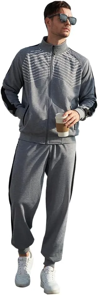TOLOER Men's Activewear Full Zip Warm Tracksuit Sports Set Casual Sweat Suit