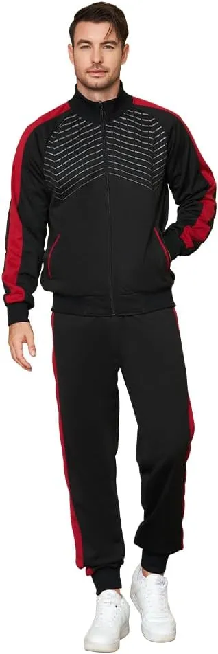 TOLOER Men's Activewear Full Zip Warm Tracksuit Sports Set Casual Sweat Suit