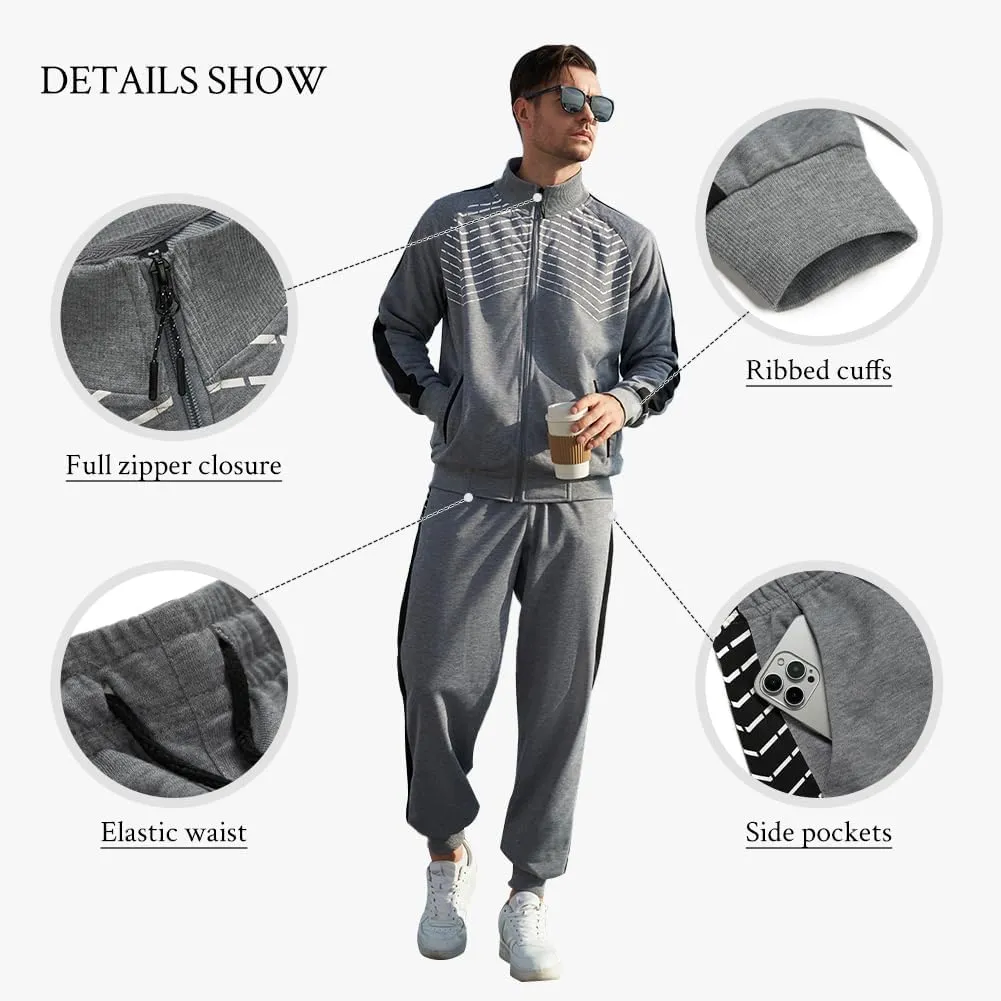 TOLOER Men's Activewear Full Zip Warm Tracksuit Sports Set Casual Sweat Suit