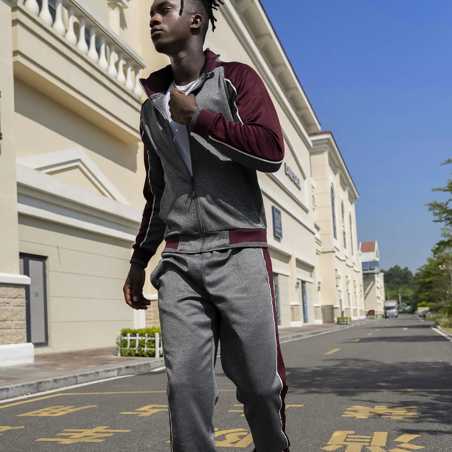 TOLOER Men's Activewear Full Zip Warm Tracksuit Sports Set Casual Sweat Suit
