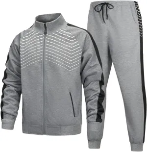 TOLOER Men's Activewear Full Zip Warm Tracksuit Sports Set Casual Sweat Suit