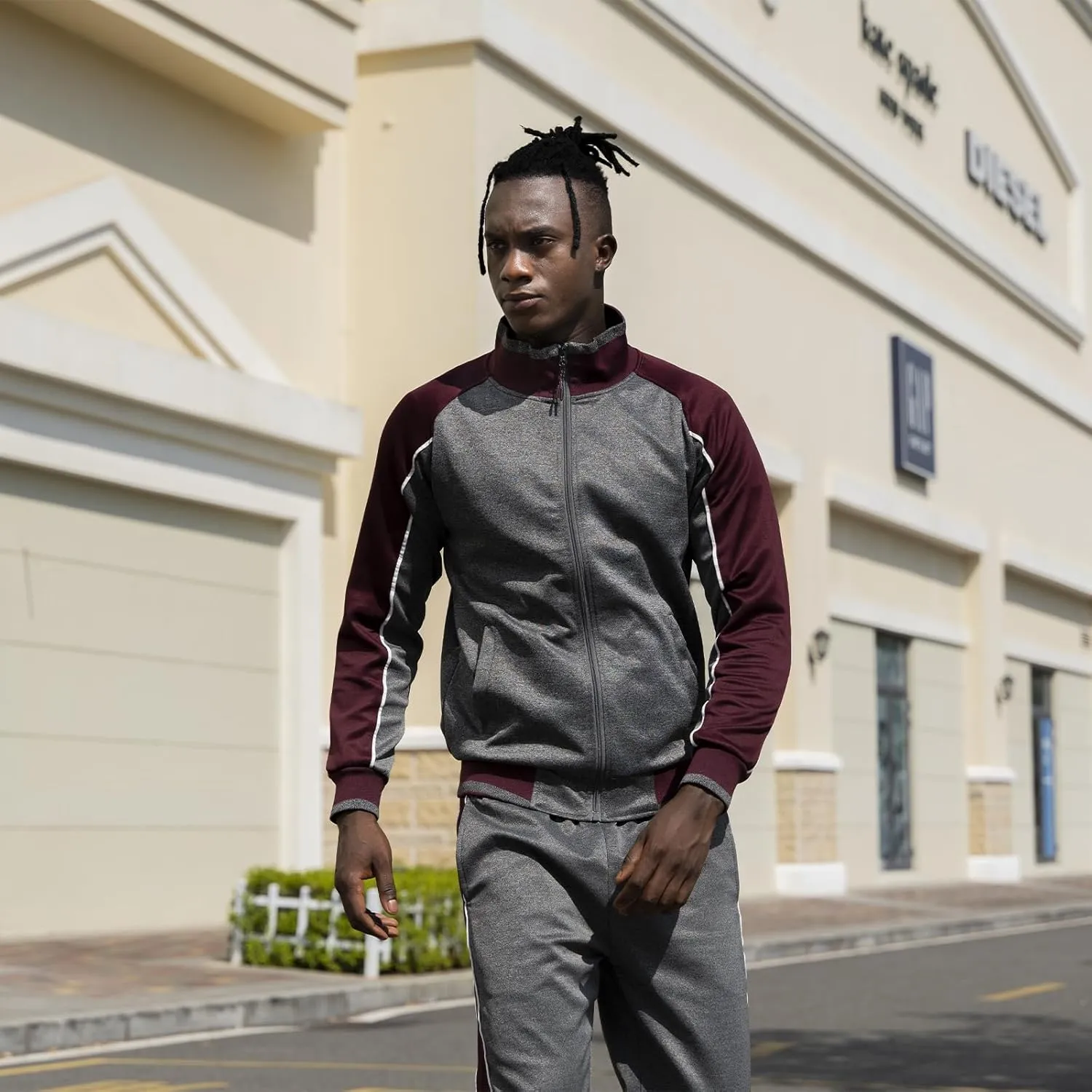 TOLOER Men's Activewear Full Zip Warm Tracksuit Sports Set Casual Sweat Suit