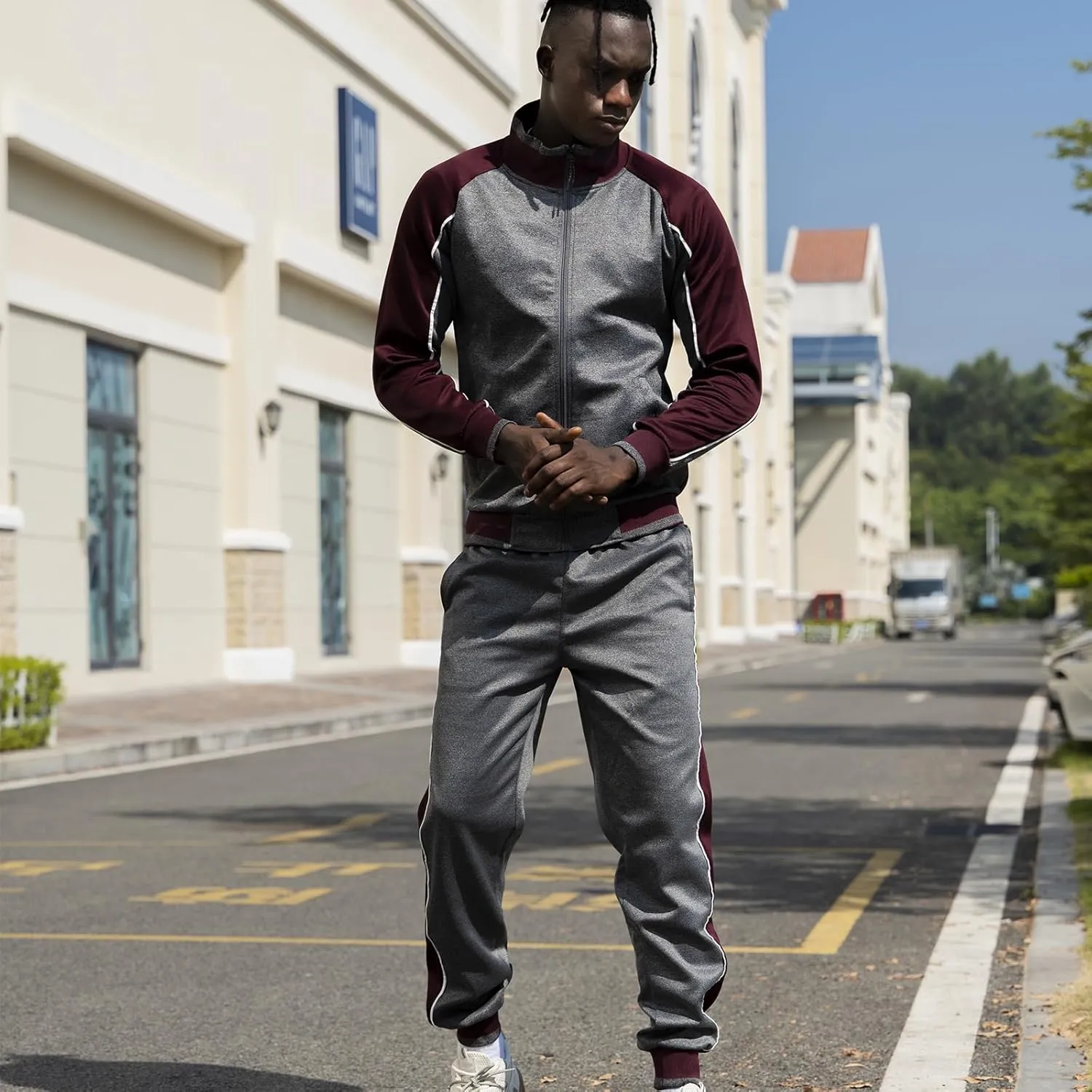 TOLOER Men's Activewear Full Zip Warm Tracksuit Sports Set Casual Sweat Suit