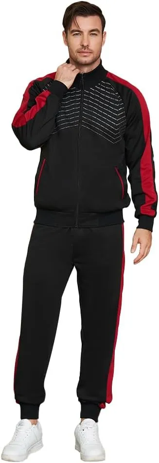 TOLOER Men's Activewear Full Zip Warm Tracksuit Sports Set Casual Sweat Suit