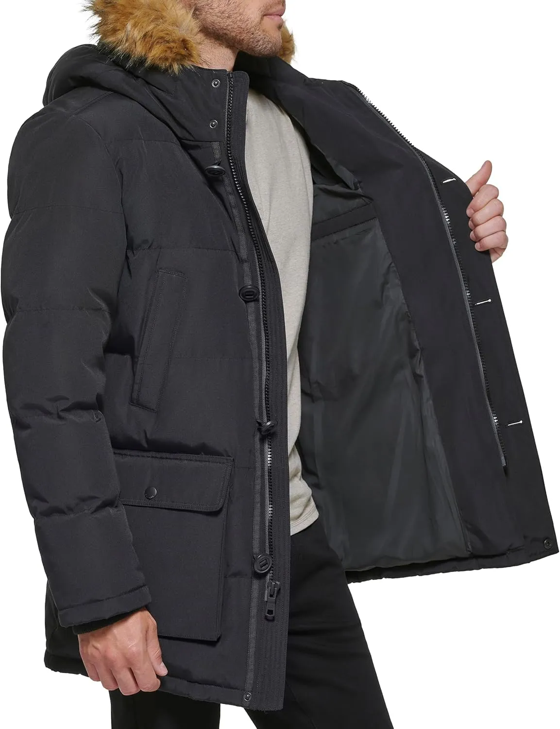 Tommy Hilfiger Men's Arctic Cloth Heavyweight Performance Parka Down Alternative Outerwear Coat