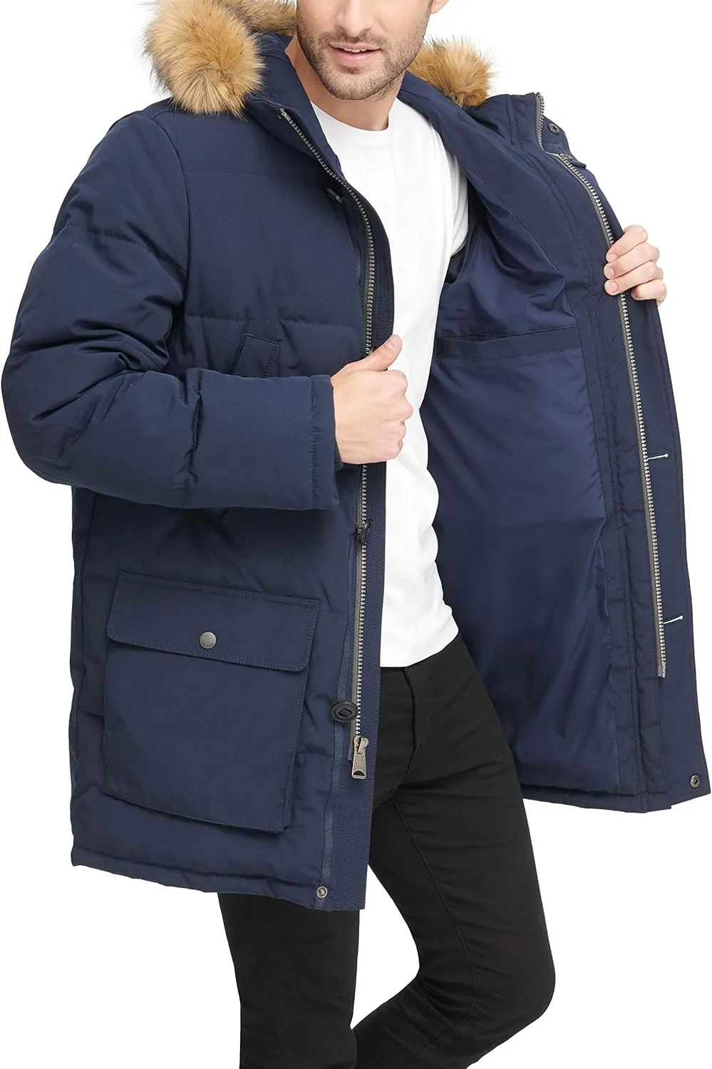 Tommy Hilfiger Men's Arctic Cloth Heavyweight Performance Parka Down Alternative Outerwear Coat