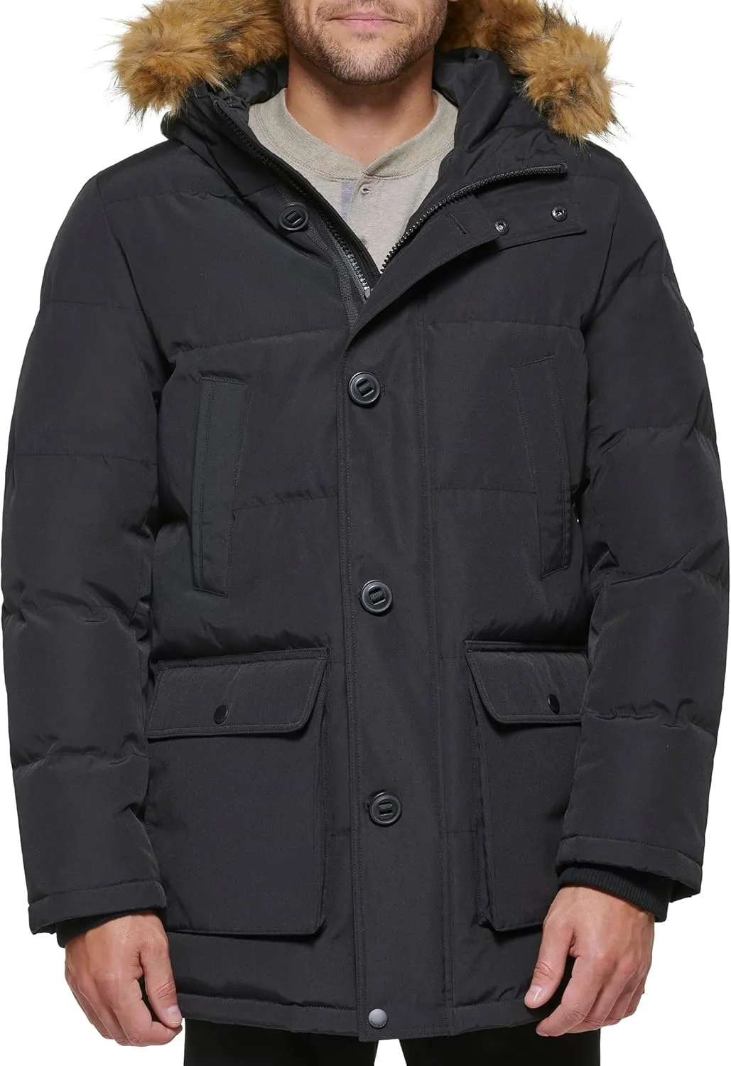 Tommy Hilfiger Men's Arctic Cloth Heavyweight Performance Parka Down Alternative Outerwear Coat