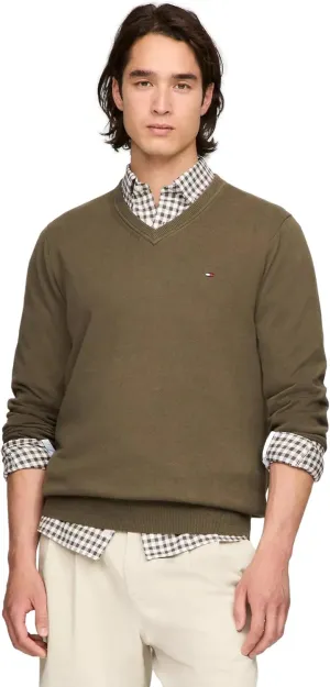 TOMMY HILFIGER Men's Iconic Cotton V-Neck Pullover Sweater 2025 Collection