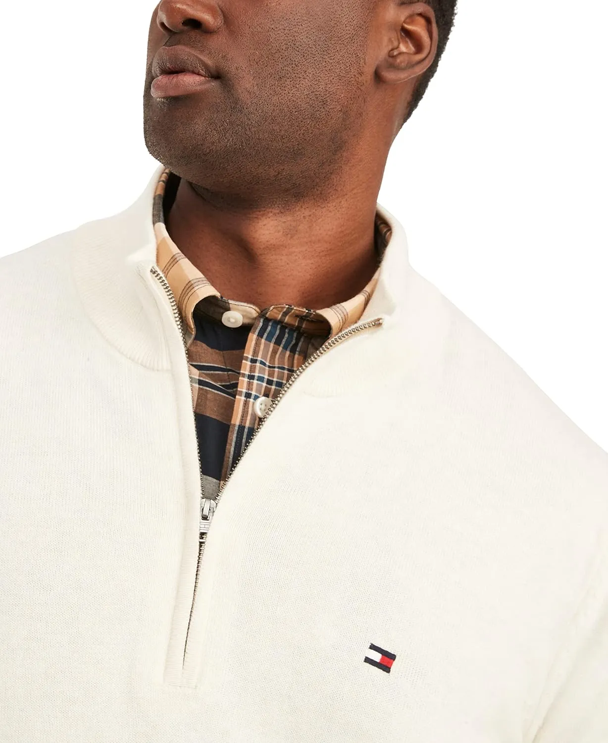 Tommy Hilfiger Men's Long Sleeve Cotton Quarter Zip Pullover Sweater