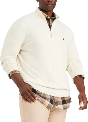 Tommy Hilfiger Men's Long Sleeve Cotton Quarter Zip Pullover Sweater