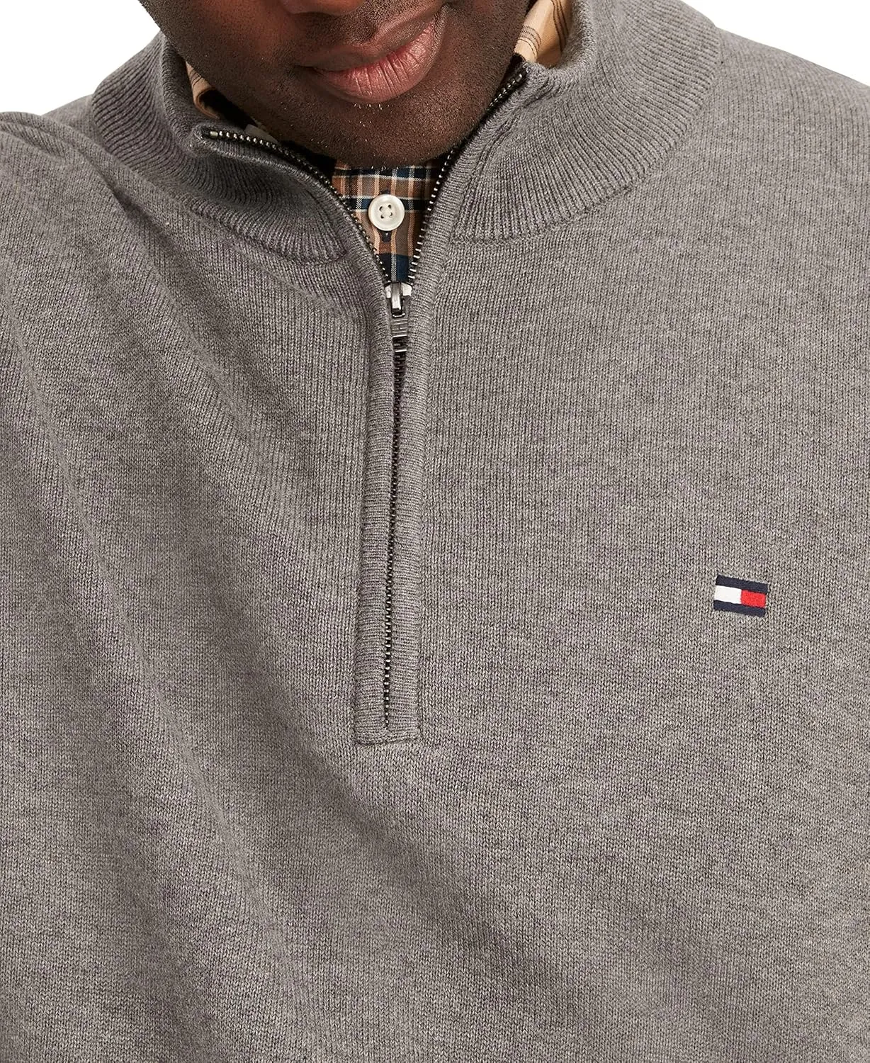 Tommy Hilfiger Men's Long Sleeve Cotton Quarter Zip Pullover Sweater