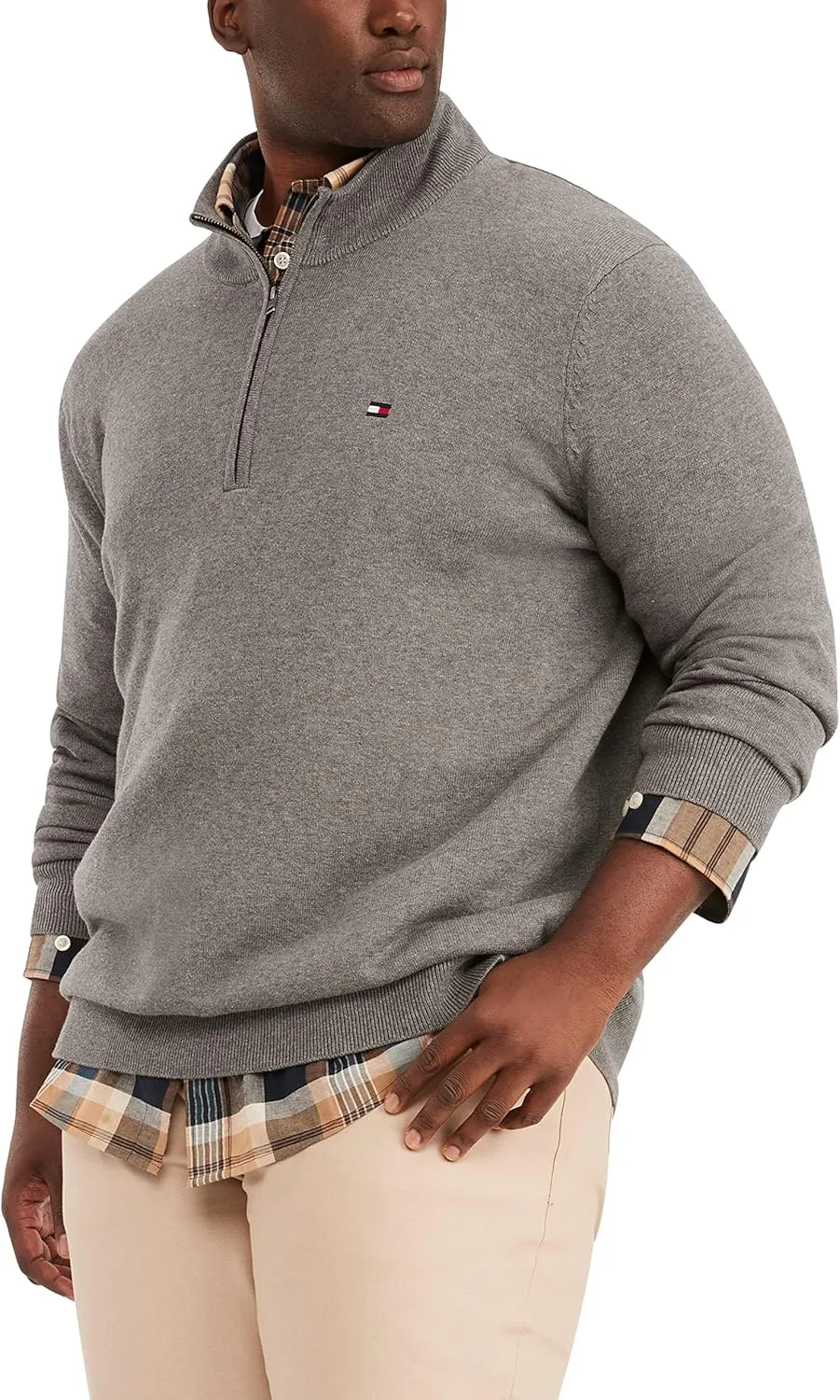 Tommy Hilfiger Men's Long Sleeve Cotton Quarter Zip Pullover Sweater
