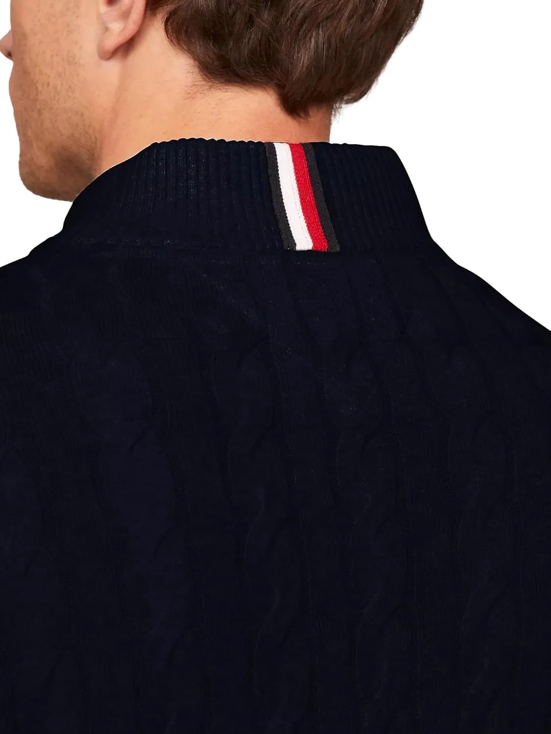 TOMMY HILFIGER Men's Signature Cable Kint Quarter Zip Pullover Sweater 2025 Collection