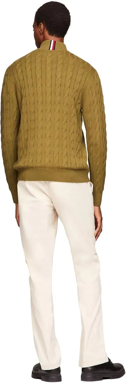 TOMMY HILFIGER Men's Signature Cable Kint Quarter Zip Pullover Sweater 2025 Collection