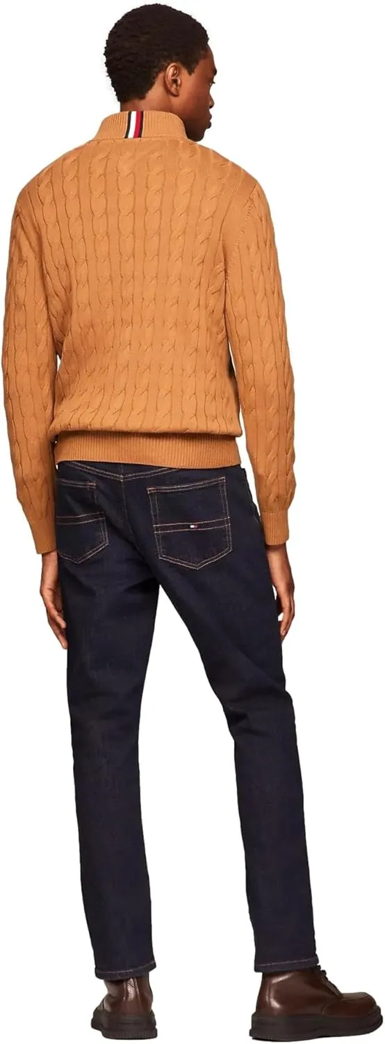 TOMMY HILFIGER Men's Signature Cable Kint Quarter Zip Pullover Sweater 2025 Collection