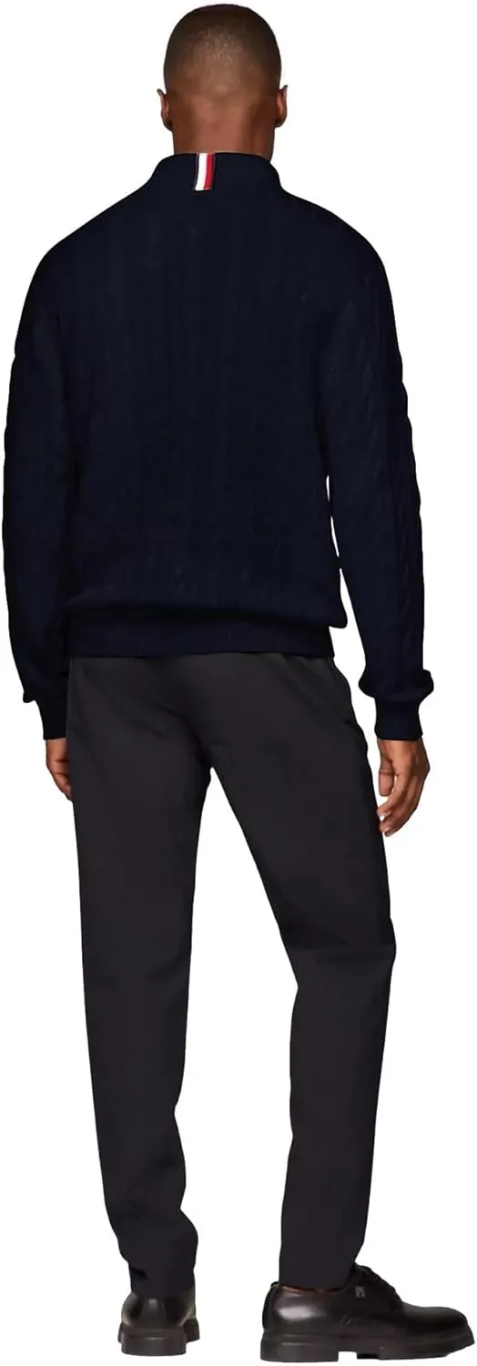 TOMMY HILFIGER Men's Signature Cable Kint Quarter Zip Pullover Sweater 2025 Collection