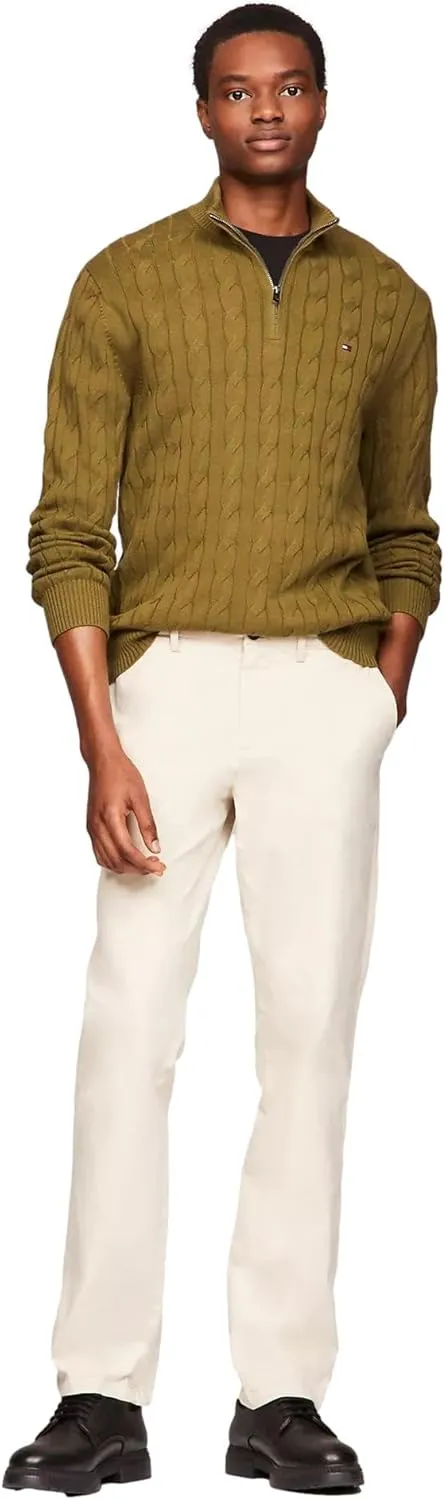 TOMMY HILFIGER Men's Signature Cable Kint Quarter Zip Pullover Sweater 2025 Collection